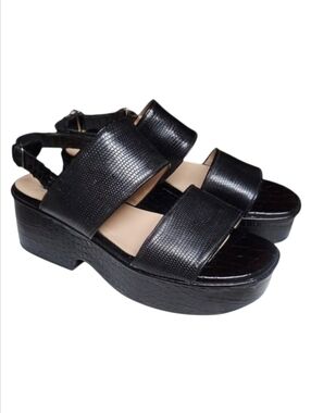 DRIES VAN NOTEN | Black Leather Platform Sandals in Size EU 37.5 / US 7.5